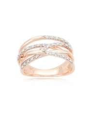 10k Rose Gold Woven Diamond Ring (1/7 cttw, I J Color, I2 I3 Clarity 