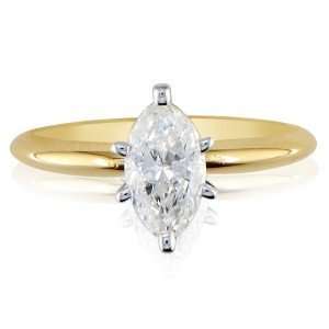  Rings 1ct Marquise Diamond Solitaire Ring in 14k Yellow Gold Jewelry