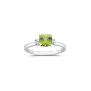   10 Cts Diamond & 2.15 Cts Peridot Ring in 14K White Gold 10.0 Jewelry