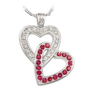  Always In My Heart Engraved Diamond And Ruby Heart Pendant 