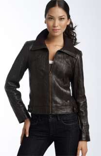 GUESS by Marciano Distressed Leather Bomber Jacket  