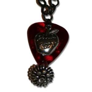    Special Teacher Guitar Pick Necklace on Red Anne Jackson Jewelry