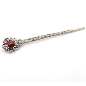 Antic Bronze Rhinestone(Pink and Bright Red) Flowers Pattern Hair Pins 
