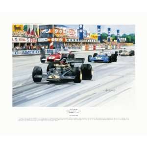   One Racing Print Autographed By Emerson Fittipaldi