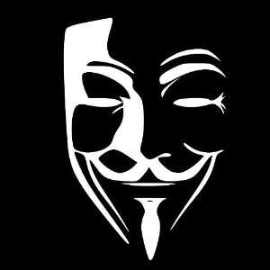 Guy Fawkes mask decal, white, perfect for Anonymous laptops, V for 