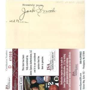 Jack Smith Autographed 3x5 Cut   Milwaukee Braves (James Spence 
