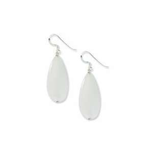  Sterling Silver White Jade Earrings   QE5899 Jewelry