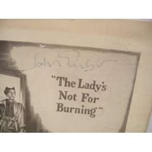 Gielgud, John Playbill Signed Autograph The Ladys Not For Burning 