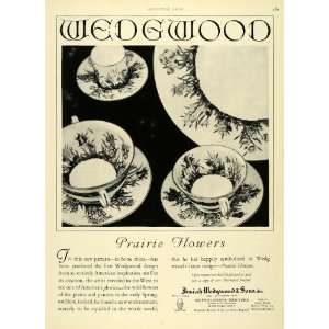  1929 Ad Wedgwood Prairie Flowers Josiah Sons China Dining 