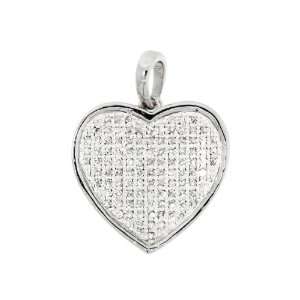    0.25 CT White Diamond Heart Pendant 14 KT White Gold Jewelry