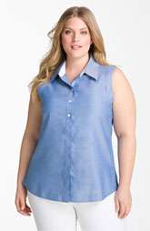 Foxcroft Basket Oxford Sleeveless Blouse (Plus) $70.00