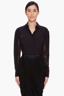 Alexander Wang Black Laser Perforated Silk Blouse for women  
