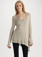    Looped Silk V Neck Sweater  