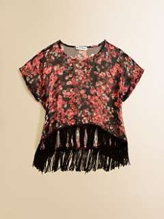 Flowers by Zoe   Girls Floral Fringe Top