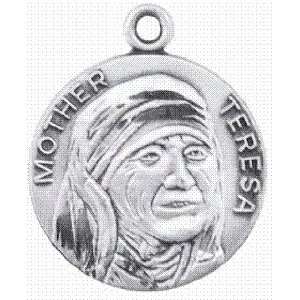 Mother Teresa Sterling Silver Medal with 18 Inch Chain
