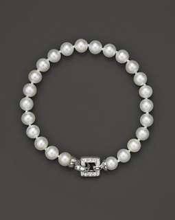 Freshwater Pearl Bracelet with Diamond Accent Clasp, 7mm   Fine 