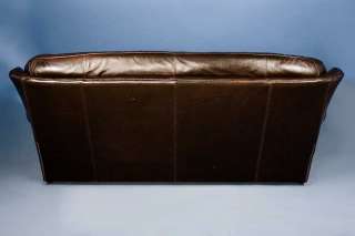 Antique Brown Leather Three Seat Chesterfield Sofa  
