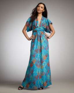 Neckline Multicolor Maxi Dress  