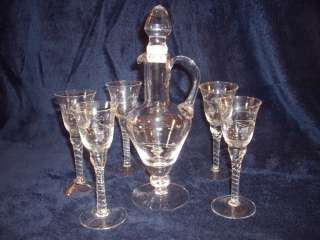   Essentials Crystal Hand Etched Grape Pattern Wine Decanter & 5 Glasses