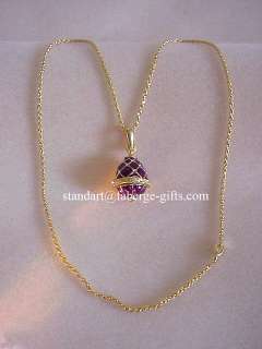 Russian Royal Purple Faberge EGG PENDANT with Necklace  