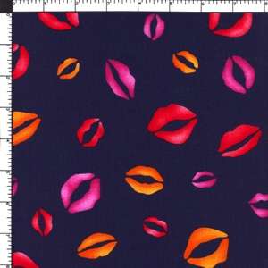 Fabri Quilt Hot Lips Navy Blue 100% Cotton Fabric BTY  