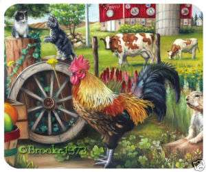Rooster FARM painting kitten COW CHICKEN ART mouse pad  