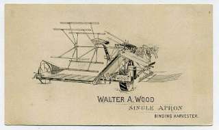 Walter Wood Farm Machinery trade card   harvester  