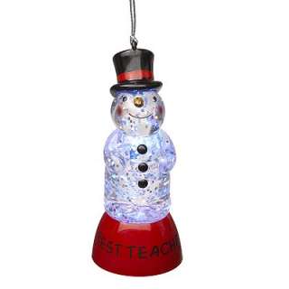 St. Nicholas Square Lighted Best Teacher Snowman Ornament