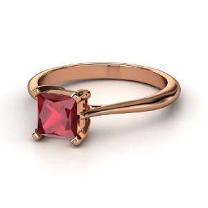   Simply Princess Solitaire, Princess Ruby 14K Rose Gold Ring Jewelry