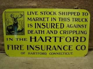 Vintage Hartford Insurance Sign Antique Old Signs NOS  