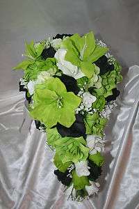   Package Lime Green Black Silk Wedding Flower Centerpieces 15 pcs