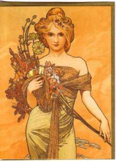  card figures beautiful women in long flowing gowns, wearing flowers 