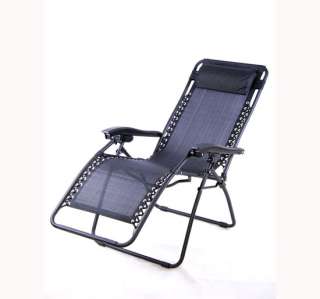   Gravity Lounge chair folding recliner garden Patio Pool Chair Black