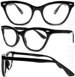 Cat Eye Wayfarer Sun Glasses Vintage Style Clear Lenses K04 Black 