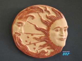 Sun & Moon Red Clay Ceramic Mexico Wall Art Plaque 10  