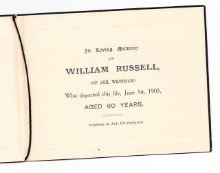 1905 Funeral booklet w/ poem for William Russell from Ash, Wrotham 