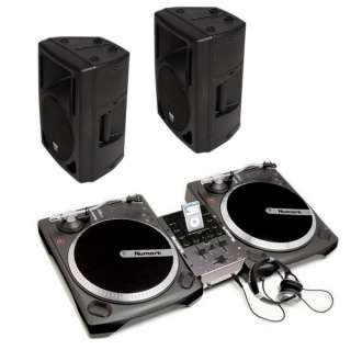   Pro DJ Turntable Mixer + 2 Gemini 1280w Active 10 Speakers  