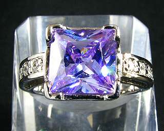 Gift Princess Purple Tanzanite White Gold GP Fashion Jewelry Lady Ring 