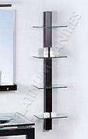 40in Wall Mount Wenge Pole Shelf   4 Glass Shelves  
