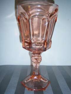 FOSTORIA GLASS WATER GOBLET VIRGINIA PATTERN IN PEACH / PINK EUC 