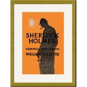 Gold Framed/Matted Print 17x23, William Gillette as Sherlock Holmes 