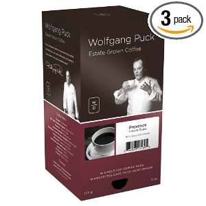 Wolfgang Puck Coffee, Provence, French Roast, 18 Count Pods (Pack of 3 