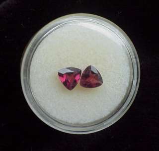 51 ct 6x6 triangular Rhodolite Garnets gemstone pair S&H in U.S. $4 