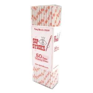 SipSticks Paper Drinking Straws Biodegradable 50 Pack   Pink Polka Dot