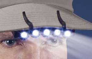 10 Bright 5 LED Clip On Cap/Hat Light Flashlight  