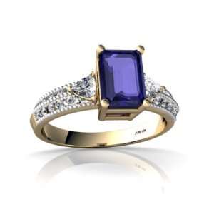  14K Yellow Gold Emerald cut Created Sapphire Ring Size 5 Jewelry