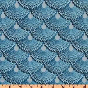  44 Wide Lucys Escapades Pearl Necklace Blue Fabric By 