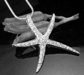 SILVER PLATED CRYSTAL STARFISH NECKLACE FREE SHIP HOT  
