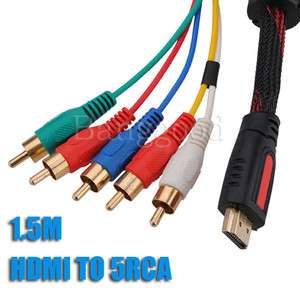   HDMI to 5 RCA Male Audio Video Component Convert Cable For HDTV 1080P