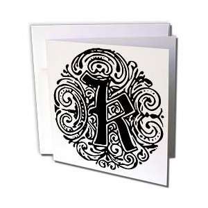  Sandy Mertens Monograms   Fancy Letter K   Greeting Cards 